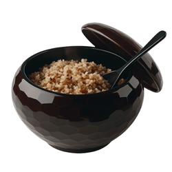 Japanese Rice Serving Bowl with Lid & Scoop – Ohitsu Rice Container, Black, 8" Diameter, 3–5 Servings, Made in Japan