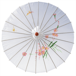 White Oriental Parasol Umbrella – 22" Nylon & Bamboo for Wedding, Photography, Dance & Decoration