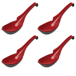 Black & Red Japanese Melamine Soup Spoon with Hook – 6.25" Ramen, Pho & Wonton Ladle, Restaurant Quality Black & Red Japanese Melamine Soup Spoon with Hook – 6.25" Ramen, Pho & Wonton Ladle, Restaurant Quality
