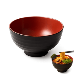 Black Red Melamine Noodle Soup Bowl 6.25 in
