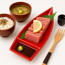 Japanese Restaurant Sushi Boat Party Tray – Two Tone Red and Black Melamine, Sashimi Maki Roll Serving Dish Tray (10" x 4.5") Japanese Restaurant Sushi Boat Party Tray – Two Tone Red and Black Melamine, Sashimi Maki Roll Serving Dish Tray (10" x 4.5")