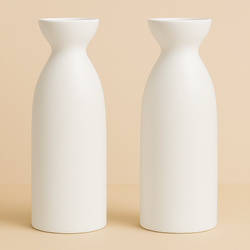 Pack of 2 Porcelain Sake Bottles – 7.5 oz Sake Carafe, Japanese Wine Decanter, White, Dishwasher & Microwave Safe Pack of 2 Porcelain Sake Bottles – 7.5 oz Sake Carafe, Japanese Wine Decanter, White, Dishwasher & Microwave Safe