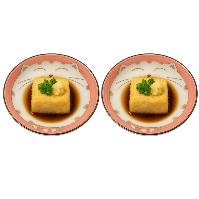 Set of 2 Japanese Porcelain Bowls – 4.75" Pink Maneki Neko Lucky Cat Sauce, Dessert, Snack, Rice Bowls, Made in Japan