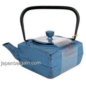 Light Blue Dragonfly Square Cast Iron Teapot 18oz