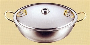 Shabu Shabu Hot Pot Pan Japanese Traditional Stainless Steel Hotpot Cooking Pot with Chimney, 26cm, Made in Japan