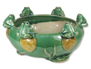 Porcelain Round Lucky Bamboo Daffodil Bonsai Pot