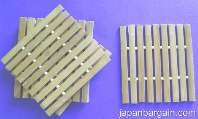 Set of 6 Bamboo Coasters Light Brown