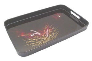 Japanese Butterfly Plastic Lacquer Dinner Serving Tray 19x12in