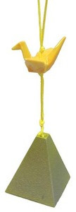 Japanese Porcelain Crane w/ Cast Iron Bell Wind Chimes