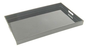 Black Japanese Plastic Lacquer Dinner Serving Tray 19x12in