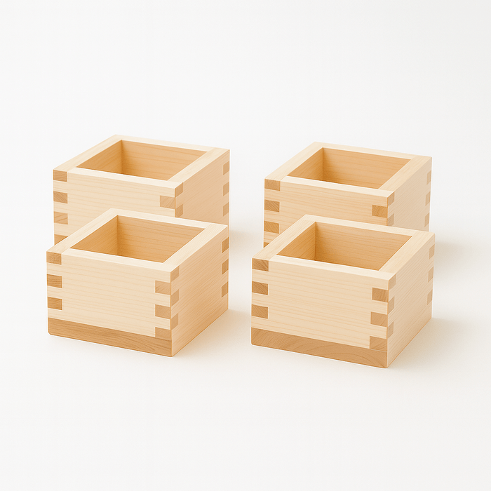 4-Pack Masu Wooden Sake Cups – 4oz Hinoki Cypress, Made in Japan