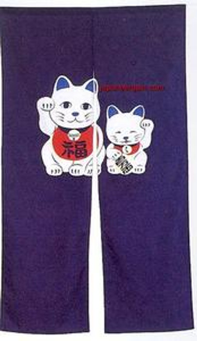 Maneki Neko Noren Curtain Lucky Cat 33x59in