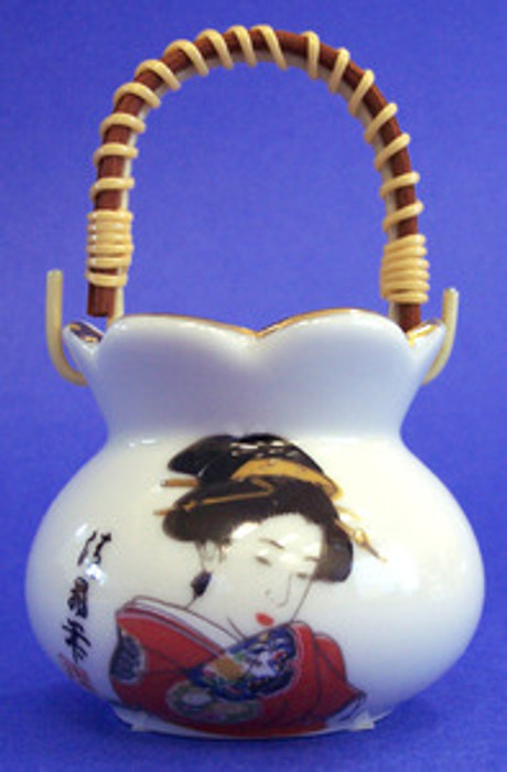 Porcelain Geisha Toothpick Holder B Porcelain Geisha Toothpick Holder B