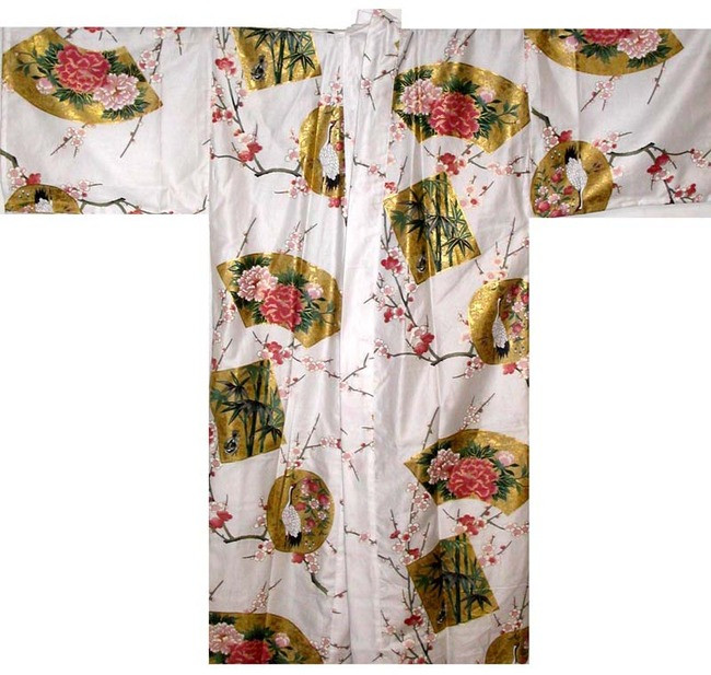 Japanese Women's Kimono Robe w/ Crane - Japan Bargain Inc