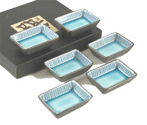 Japanese Square Porcelain Soy Sauce Dish Set
