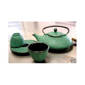 Bamboo Cast Iron Tea Set Green