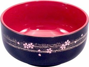 Japanese Plastic Lacquer Sakura Soup Bowl