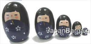Blue Matryoshka Kokeshi Nesting Doll