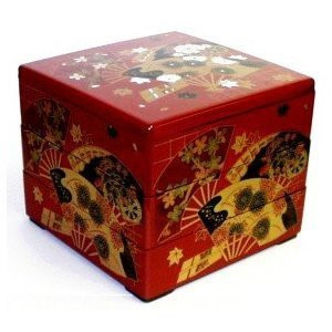 Jubako Stack Box 3 Tiers Red Fan