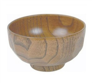 Wooden Rice Miso Soup Bowl Diamond Cut