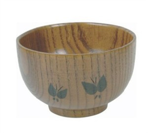 Wooden Rice Miso Soup Bowl Butterfly