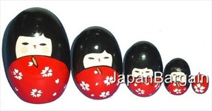 Red Matryoshka Kokeshi Nesting Doll