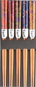 Kafuh 5 Pairs Bamboo Chopstick Gift Set Leaves