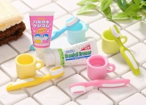 6 pieces Iwako erasers - Toothbrush & Toothpaste (Color May Vary)