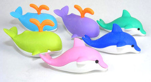6 pieces Iwako erasers - Whale & Dolphin (Color May Vary)