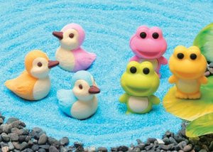 6 pieces Iwako erasers - Frog & Duck (Color May Vary)