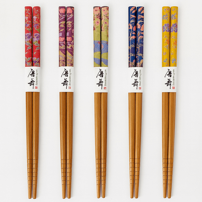 Bamboo Chopsticks Reusable Japanese Chinese Korean Wood Chop Sticks Hair Sticks 5 Pair Gift Set Dishwasher Safe, 9 inch (1, Natural)