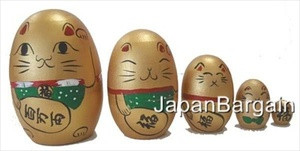 Gold Maneki Neko Matryoshka Nesting Doll