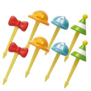 Hat and Bow Shape 3D Food Fruit Pick 8pcs #8225