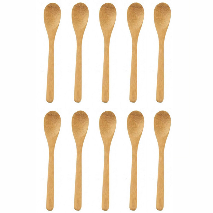 Bamboo Spoons for Eating Mixing Stirring Matcha Tea Scoop Spice Salt Sugar Appetizer Snack Ice Cream Yogurt Scoops Table Spoons, 7.5 inch, Pack of 10
