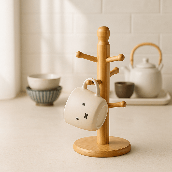 Bamboo Mug Rack Tree Stand Holder – 6 Cup Countertop Organizer for Coffee Mugs, Pre-Assembled Natural Bamboo Stand Bamboo Mug Rack Tree Stand Holder – 6 Cup Countertop Organizer for Coffee Mugs, Pre-Assembled Natural Bamboo Stand