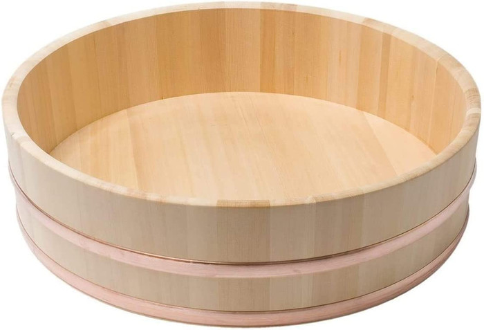 Japanese Sushi Rice Mixing Bowl – Wooden Hangiri Tub Sushi Oke for Sushi Restaurant, Sawara Cypress Wood, 15.35 inches (39 cm) Diameter, Made in Japan Japanese Sushi Rice Mixing Bowl – Wooden Hangiri Tub Sushi Oke for Sushi Restaurant, Sawara Cypress Wood, 15.35 inches (39 cm) Diameter, Made in Japan