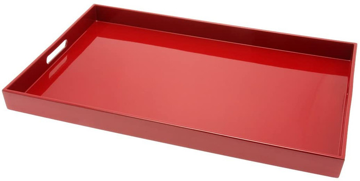 Rectangular Lacquer Serving Tray, 18-3/4-Inch, Red