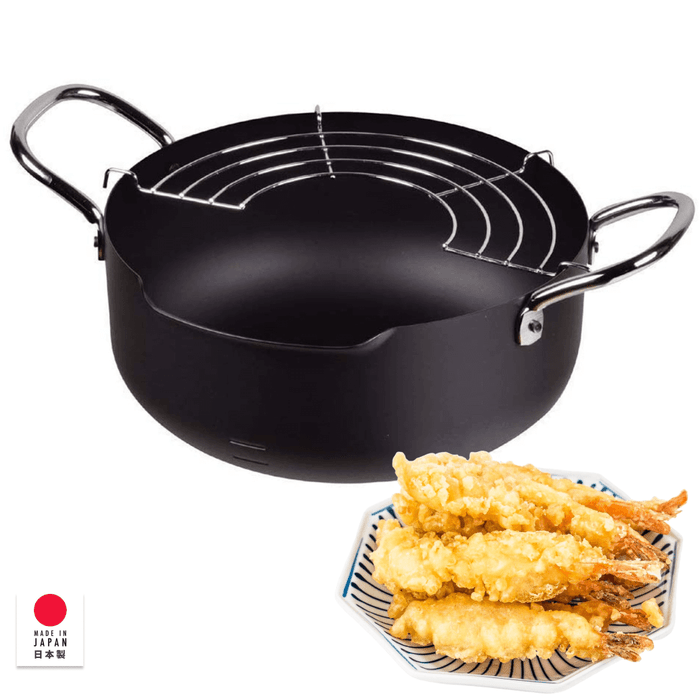 Pearl Metal HB-1891 Tempura Pot, 8.7 inches (22 cm), Induction Compatible, Easy to Pour, Iron Frying Pot, Made in Japan Pearl Metal HB-1891 Tempura Pot, 8.7 inches (22 cm), Induction Compatible, Easy to Pour, Iron Frying Pot, Made in Japan