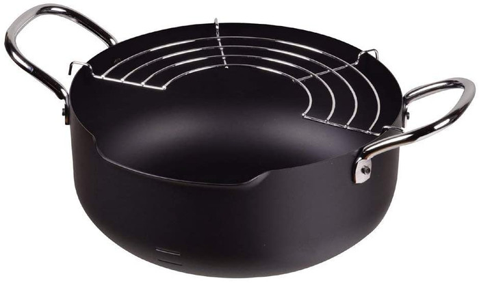Pearl Metal HB-1891 Tempura Pot, 8.7 inches (22 cm), Induction Compatible, Easy to Pour, Iron Frying Pot, Made in Japan Pearl Metal HB-1891 Tempura Pot, 8.7 inches (22 cm), Induction Compatible, Easy to Pour, Iron Frying Pot, Made in Japan