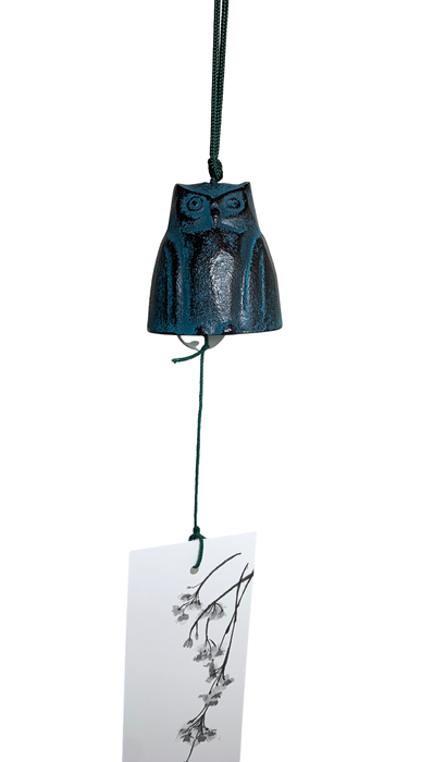 Japanese Cast Iron Owl Shaped Wind Chimes Made in Japan