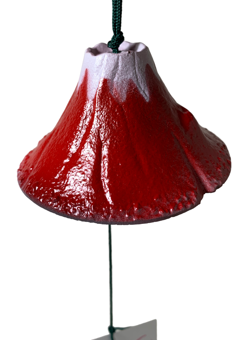 Japanese Cast Iron Red Mt Fuji Shaped Wind Chimes Made in Japan