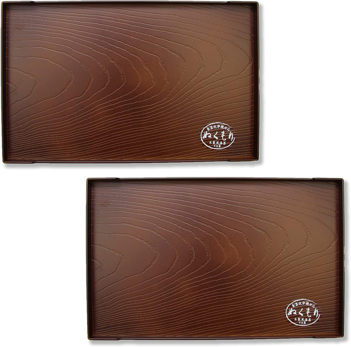 Set of 2 Japanese Plastic Lacqured Tea Sake Sushi Serving Tray Set of 2 Japanese Plastic Lacqured Tea Sake Sushi Serving Tray