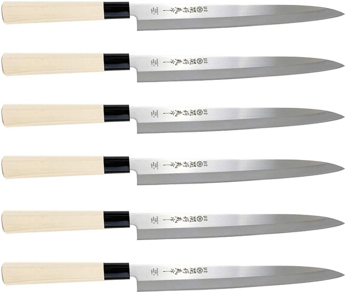 6 Pack Yanagiba Sashimi Sushi Knife High Carbon Stainless Steel 8-1/4 inch Blade Made in Japan 210mm 6 Pack Yanagiba Sashimi Sushi Knife High Carbon Stainless Steel 8-1/4 inch Blade Made in Japan 210mm