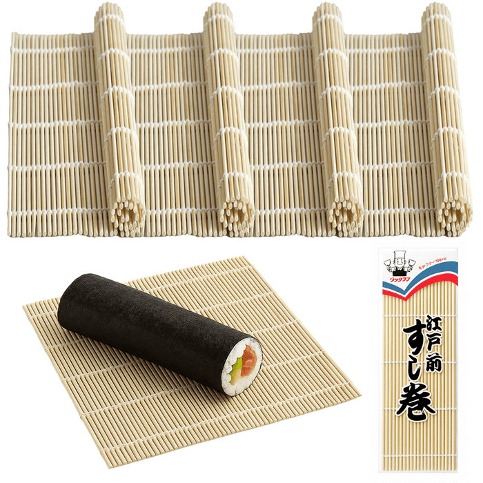 4 Pack Large Bamboo Sushi Mats – 10.5 Inch Square Professional Rolling Mats for Sushi Making, Natural Bamboo