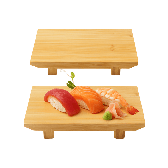 2 Pack Japanese Bamboo Sushi Geta Plates – 8.25x4.75 Inch Traditional Sushi Serving Boards