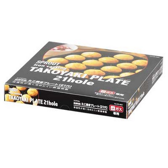 Takoyaki Pan Cast Iron Takoyaki Maker Skillet Griddle Japanese Octopus Meat Ball Mold Maker, 21 Molds