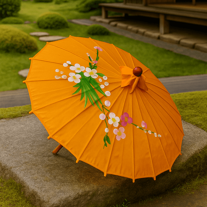 Tangerine Orange Oriental Parasol – 32" Nylon Umbrella, 3 Pack