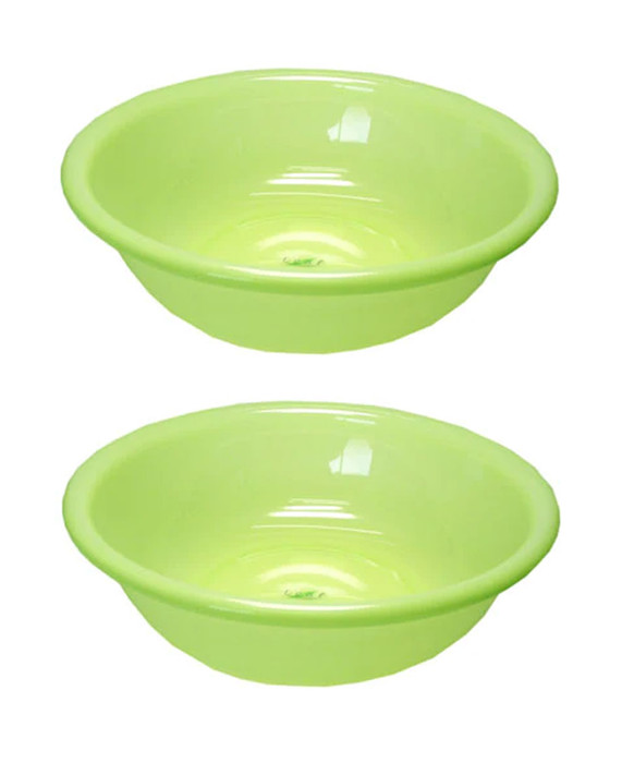 2 Pack Green Plastic Wash Basin Dish Wash Tub Bathroom Water Tub Made in Japan