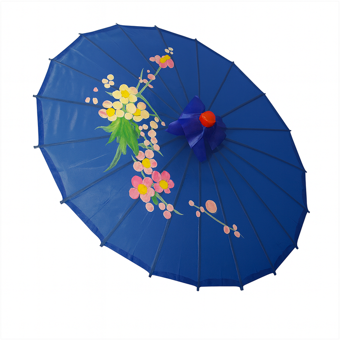 6 Pack Royal Blue Oriental Parasols 32in – Adult Bamboo Dance Umbrellas