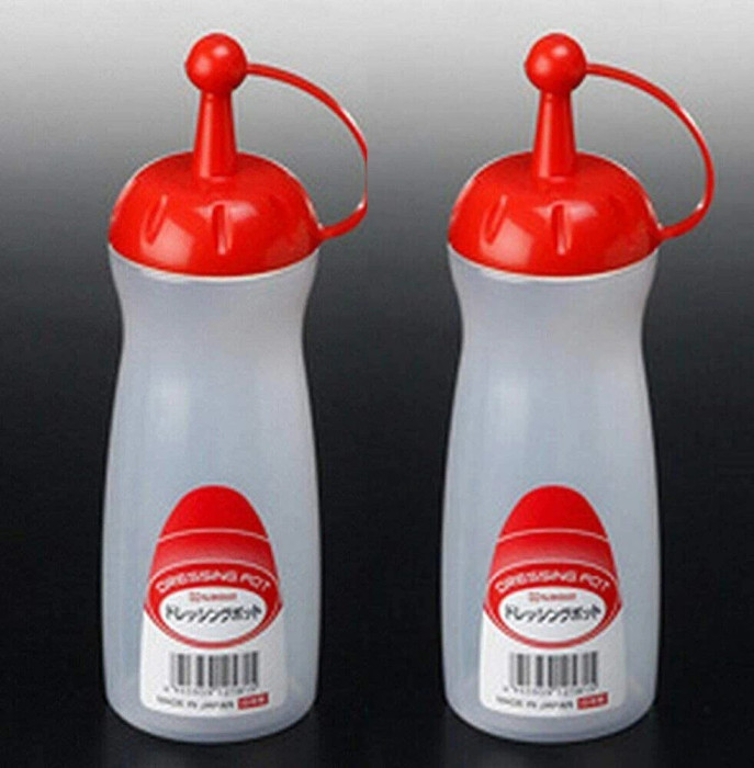 2 Pack Japanese Squeeze Bottle Soy Sauce Pot w/Red Cap